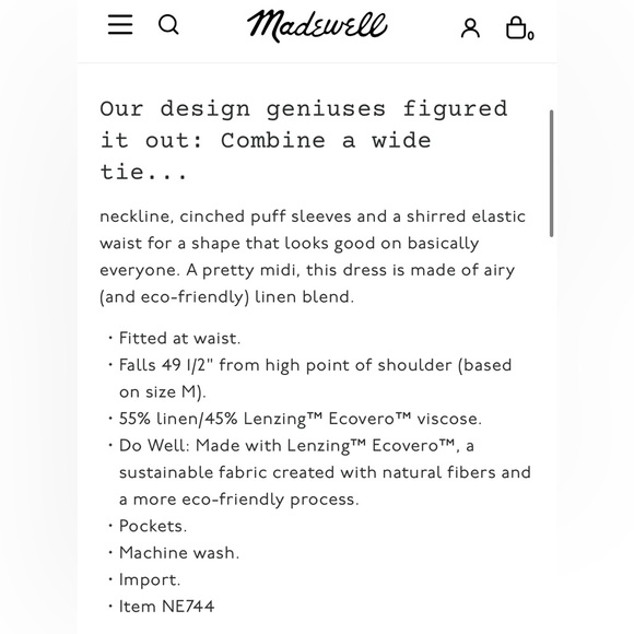 ✨Madewell Linen-Blend Sophia Midi Dress Medium - Picture 7 of 15